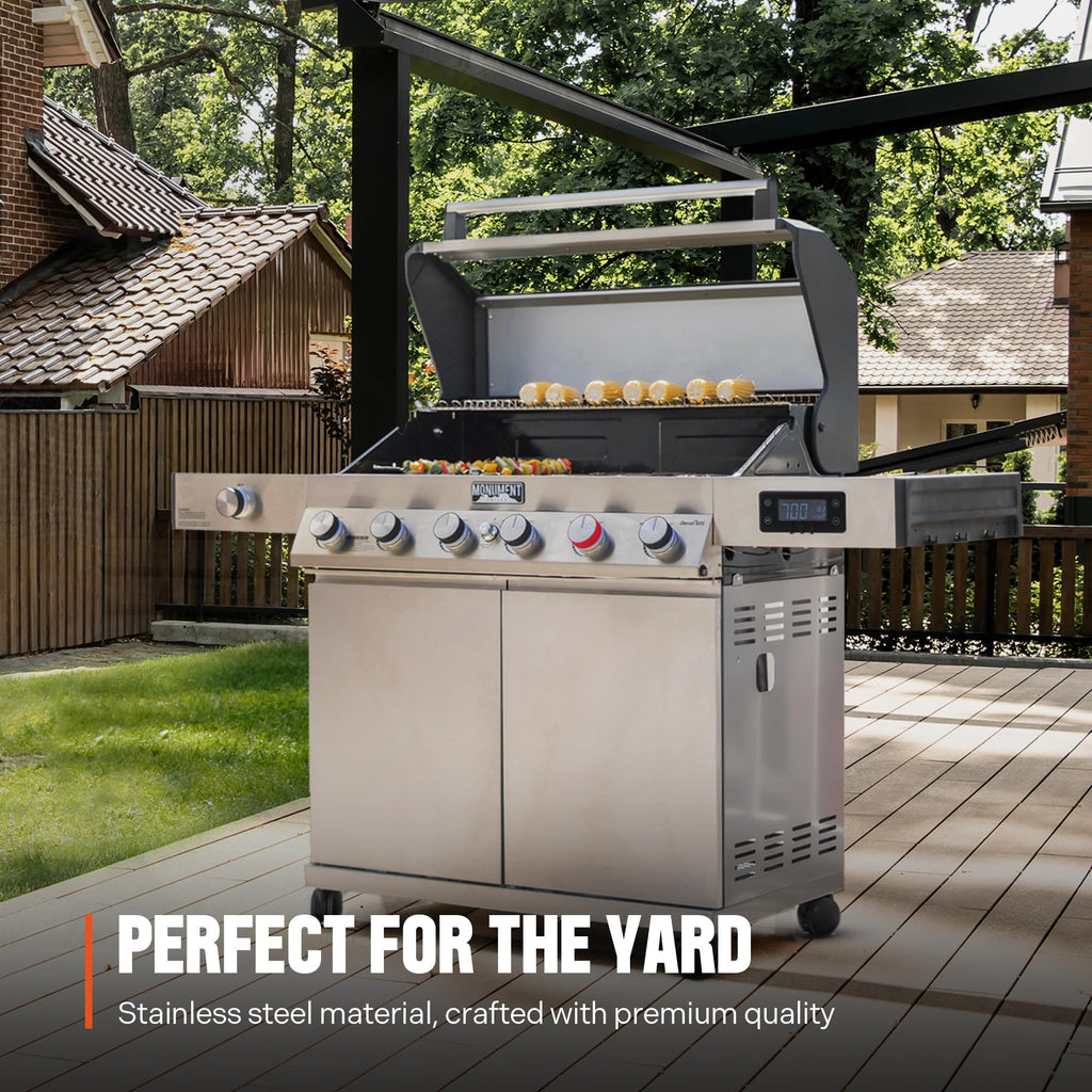 6+1 Burner Propane Gas Grill with Cover and Rotisserie Kit O981464