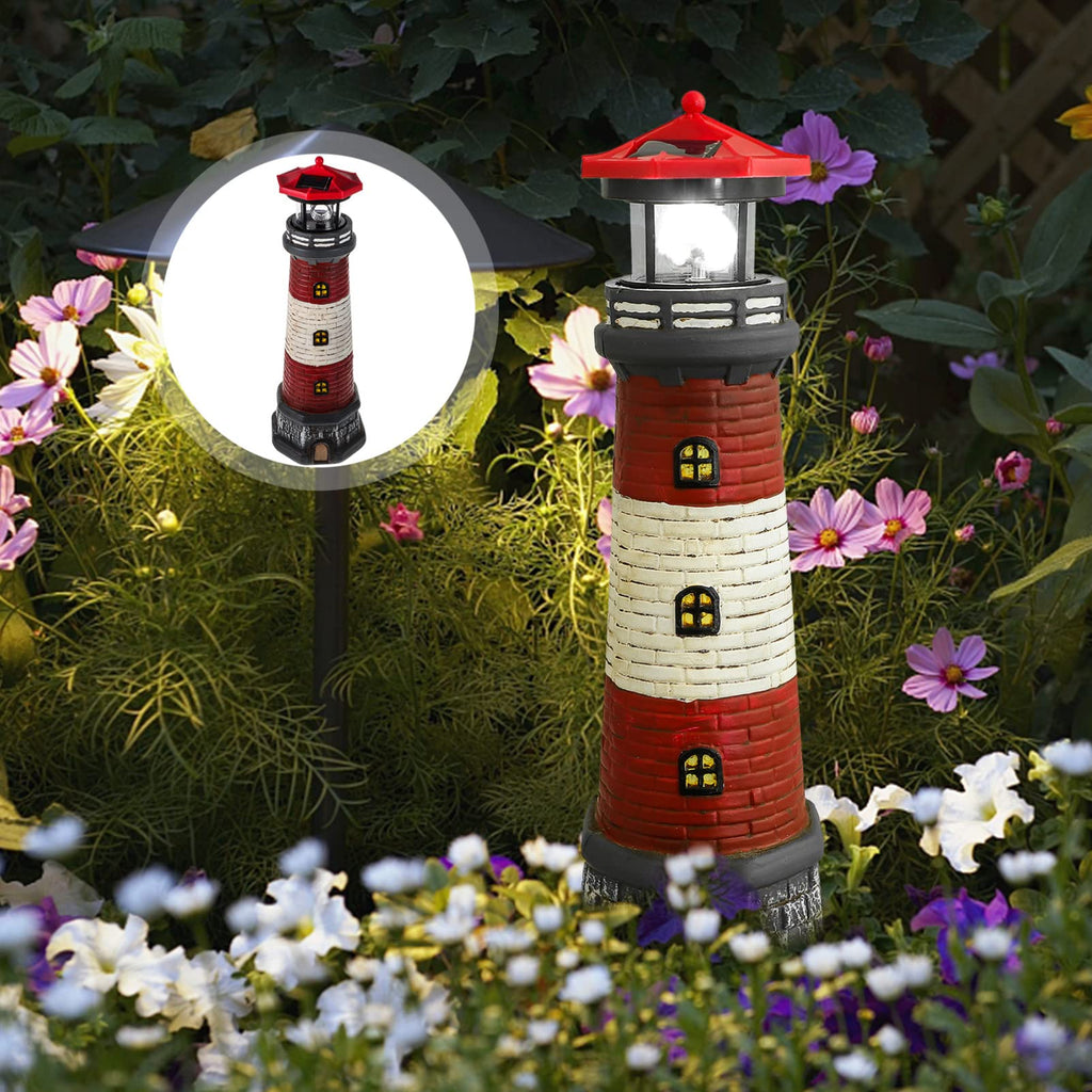 Solar Lighthouse Statue with Solar Light Waterproof Outdoor Decor B3050