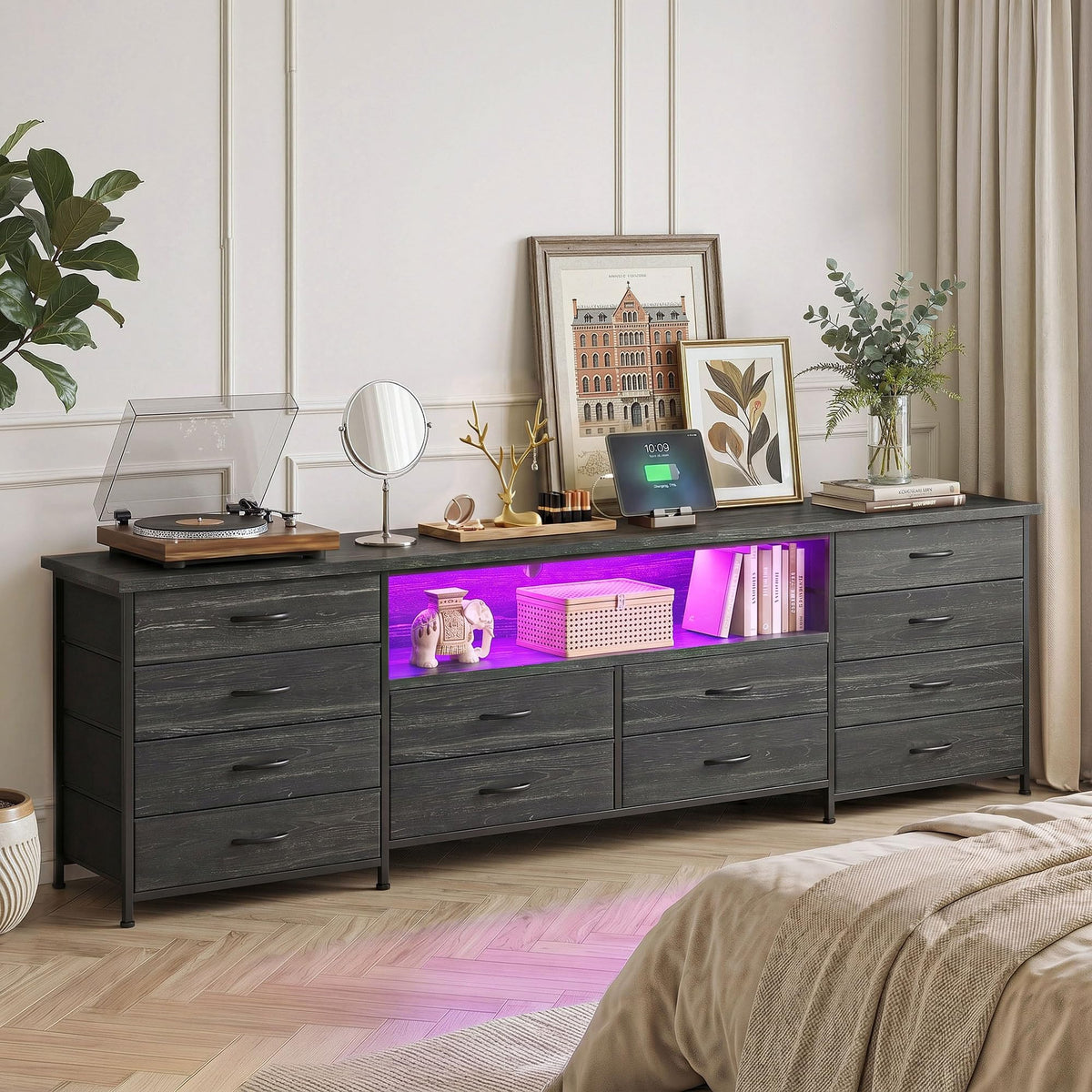 Black 12 Drawer Dresser N13038