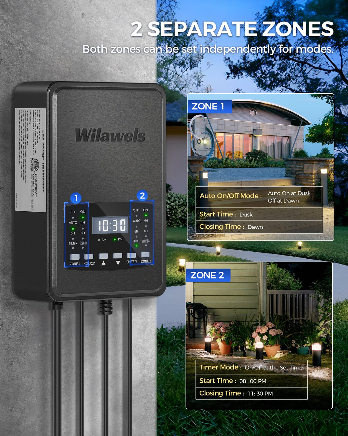200W Low Voltage Landscape Transformer with Timer & Photocell Sensor F3261