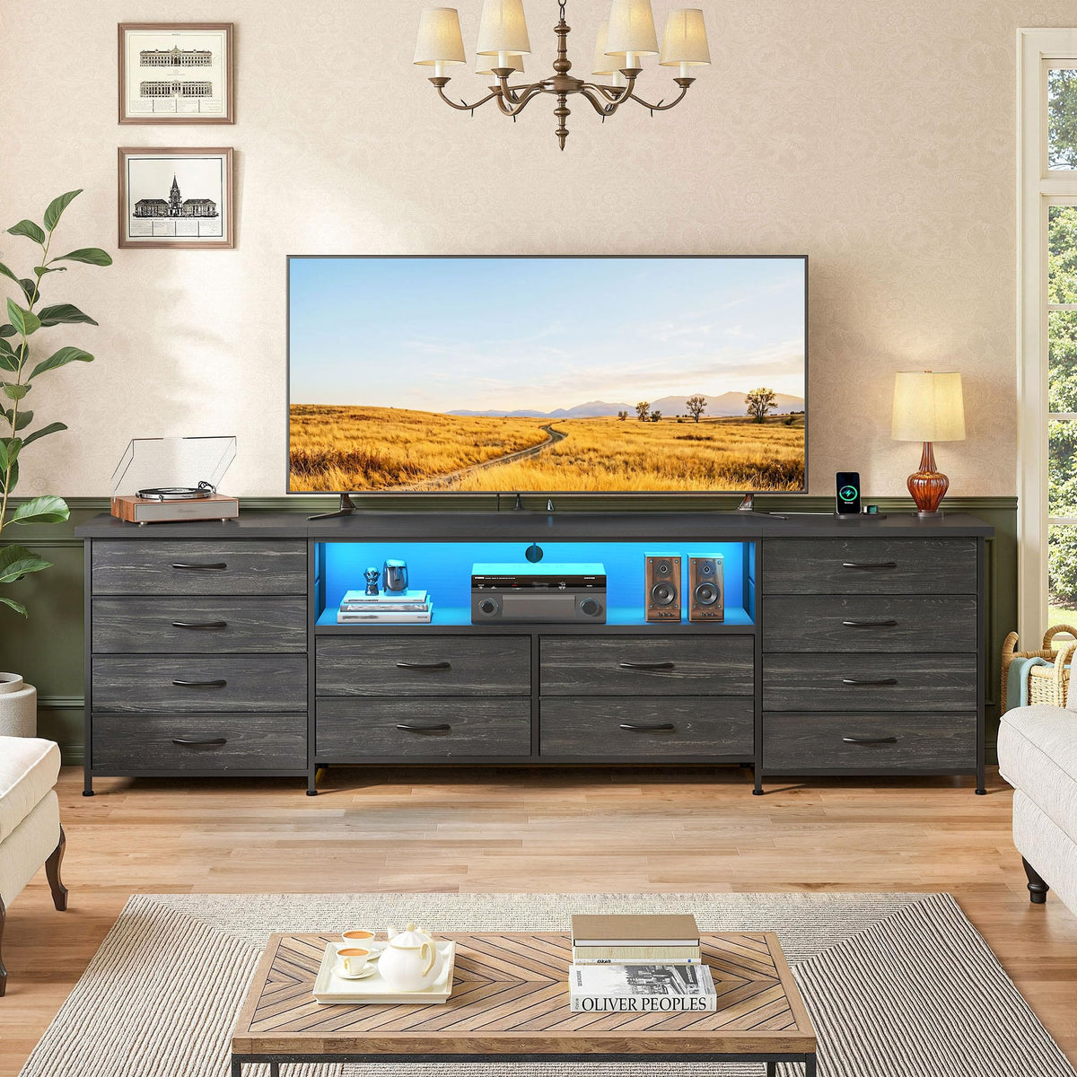 Black 12 Drawer Dresser N13038