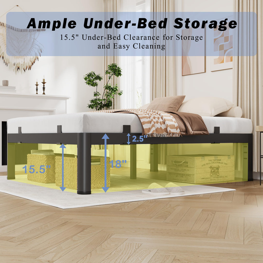 18 Inch Metal King Bed Frame with Steel Support A77409