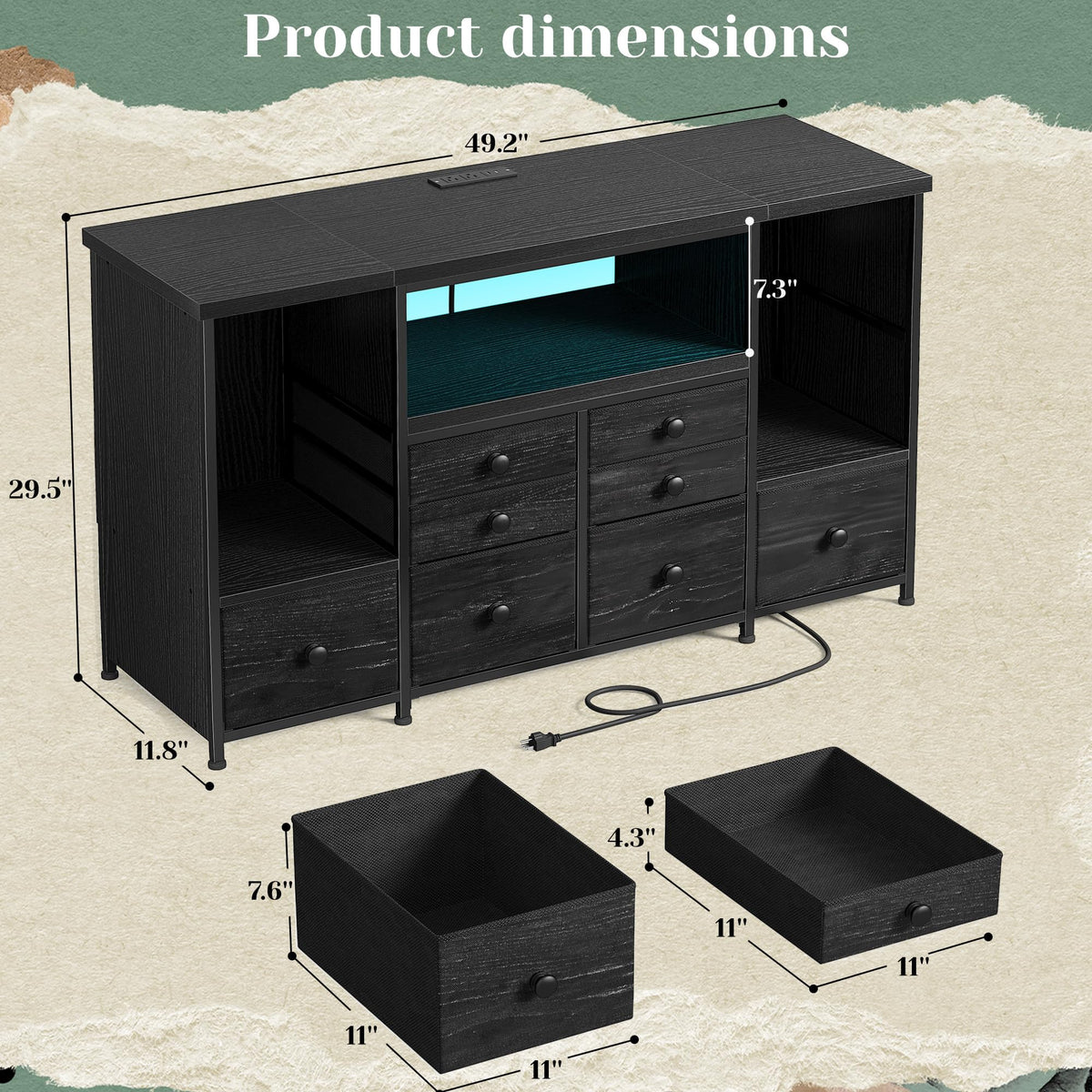 Modern LED Dresser with 8 Drawers B924260