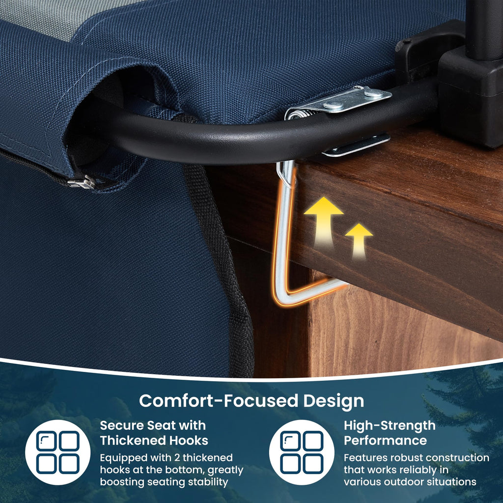 Portable Stadium Seat with Cup Holders & Armrests, Blue & Gray L428500