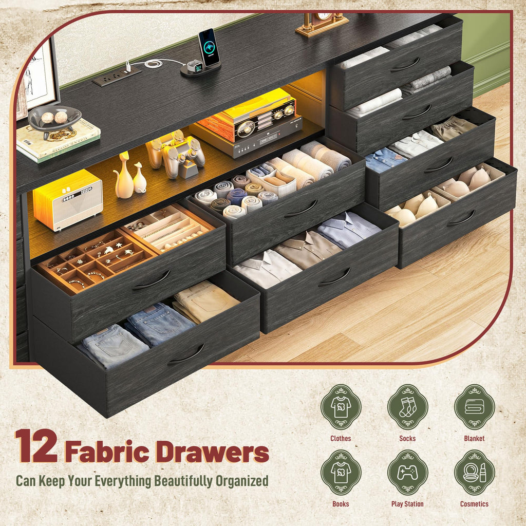 Black 12 Drawer Dresser N13038