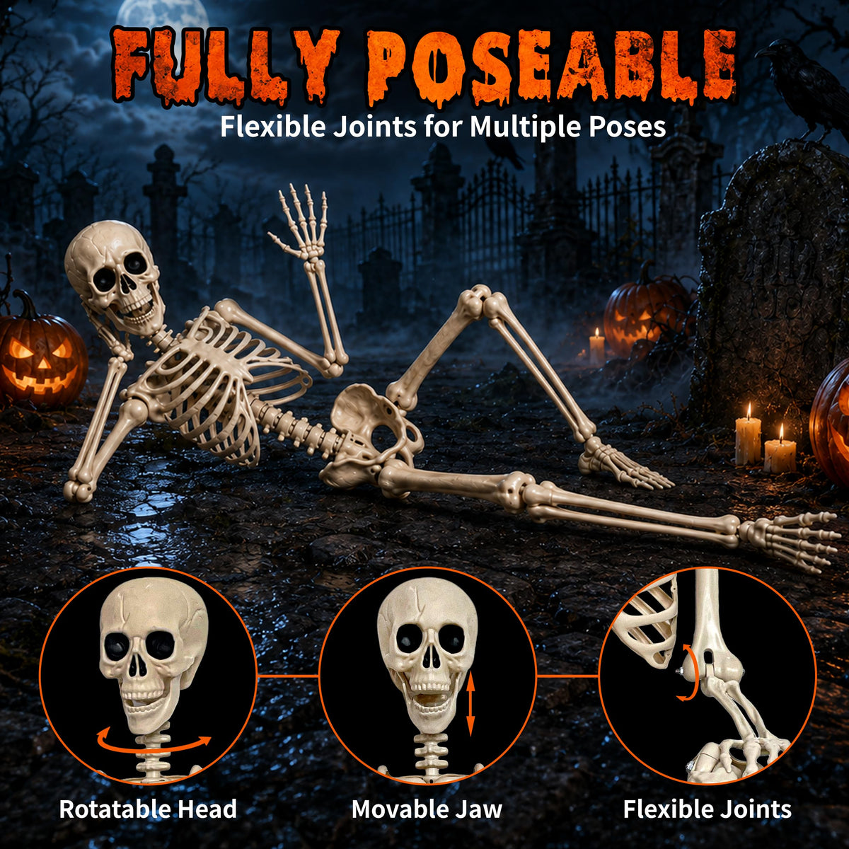 2 Pack 5.4ft Life Size Skeleton with Movable Joints X210023