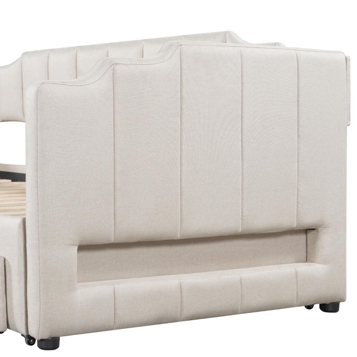 Twin XL to King Extendable Upholstered Daybed Frame with 2 Storage Drawers D1695