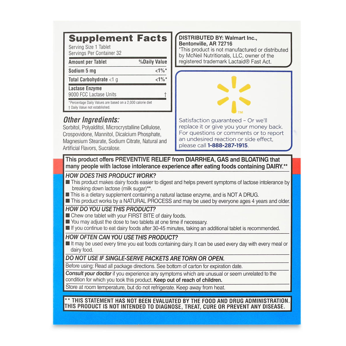 Chewable Lactase Enzyme Tablets Vanilla Flavor 32 Count I634766