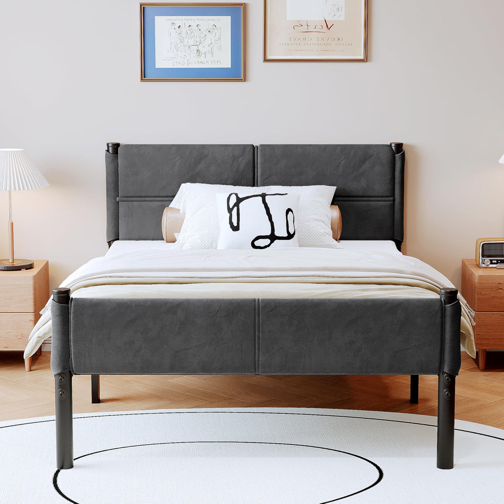 14 Inch Twin Size Grey Metal Bed Frame C275