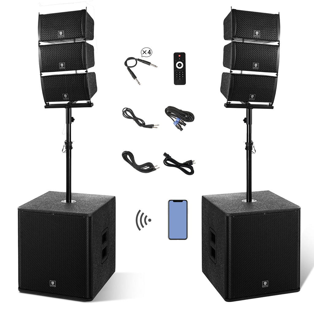 Powered PA Speaker System 6 Line Array Speakers 2PCS 18 Inch Subwoofers O573784