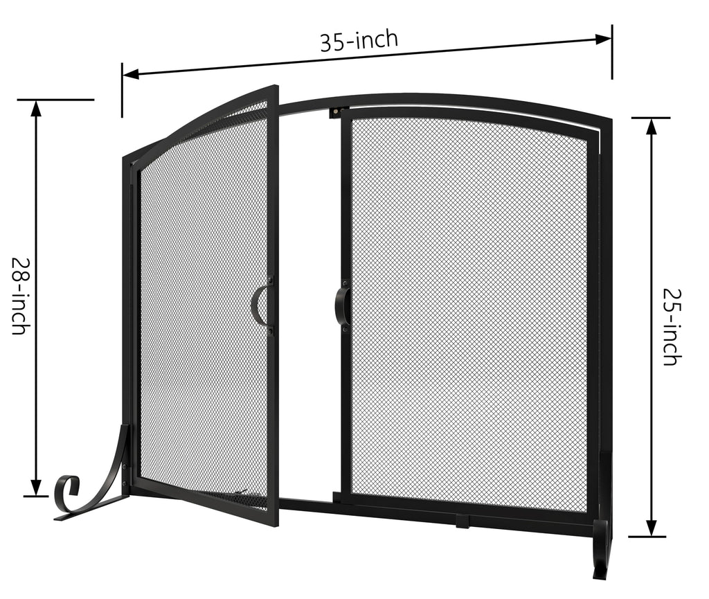 Black Steel Fireplace Screen with Doors W239