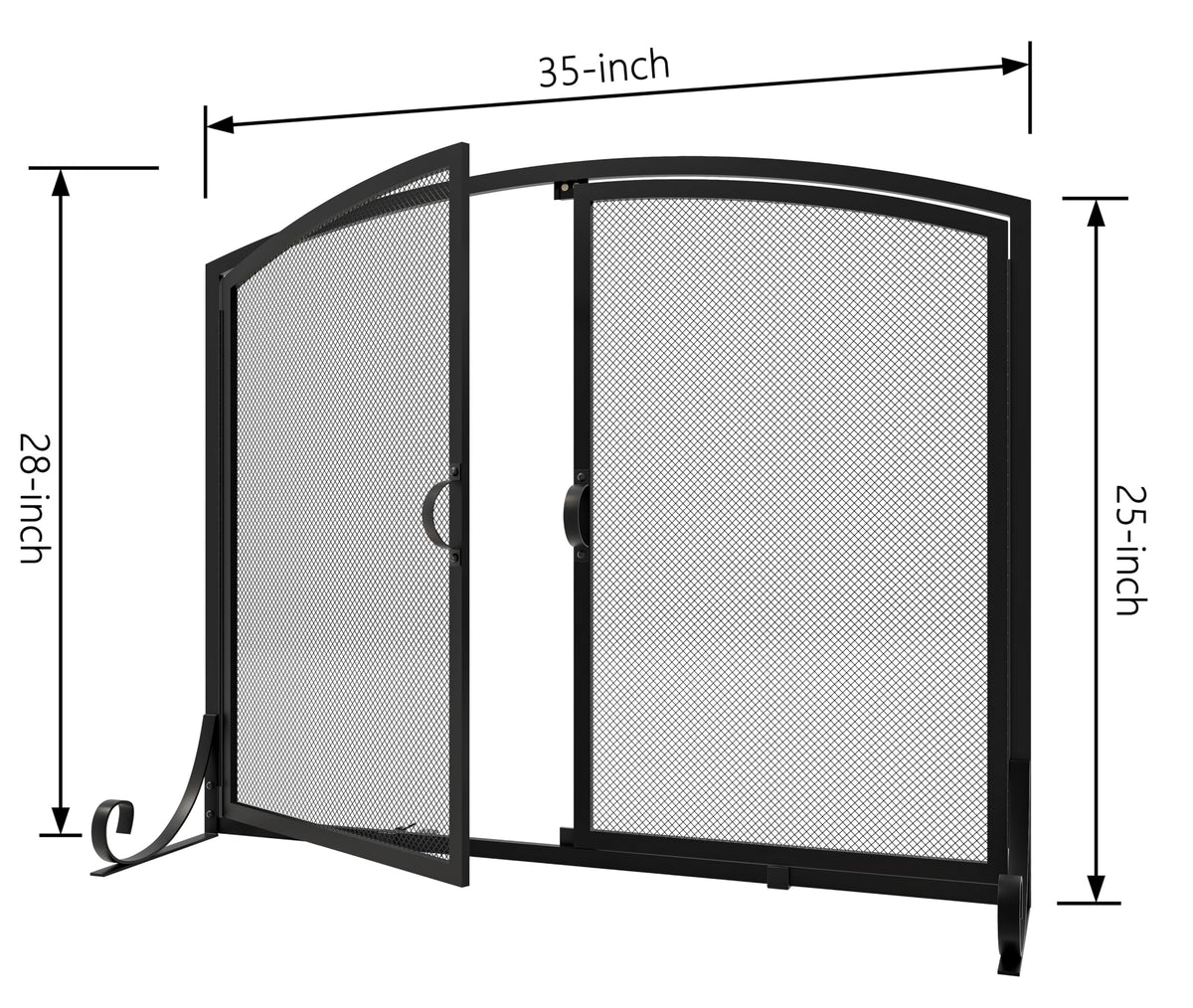 Black Steel Fireplace Screen with Doors W239