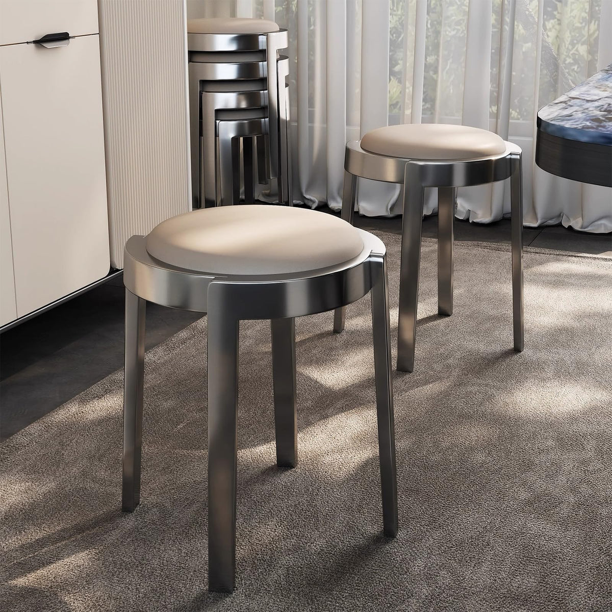 Round Stackable Stainless Steel Stools R147