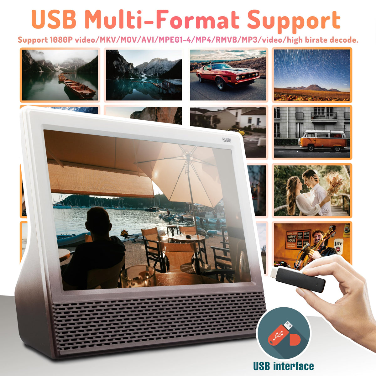 14'' Portable TV with Antenna, 8800mAh Rechargeable Battery J751