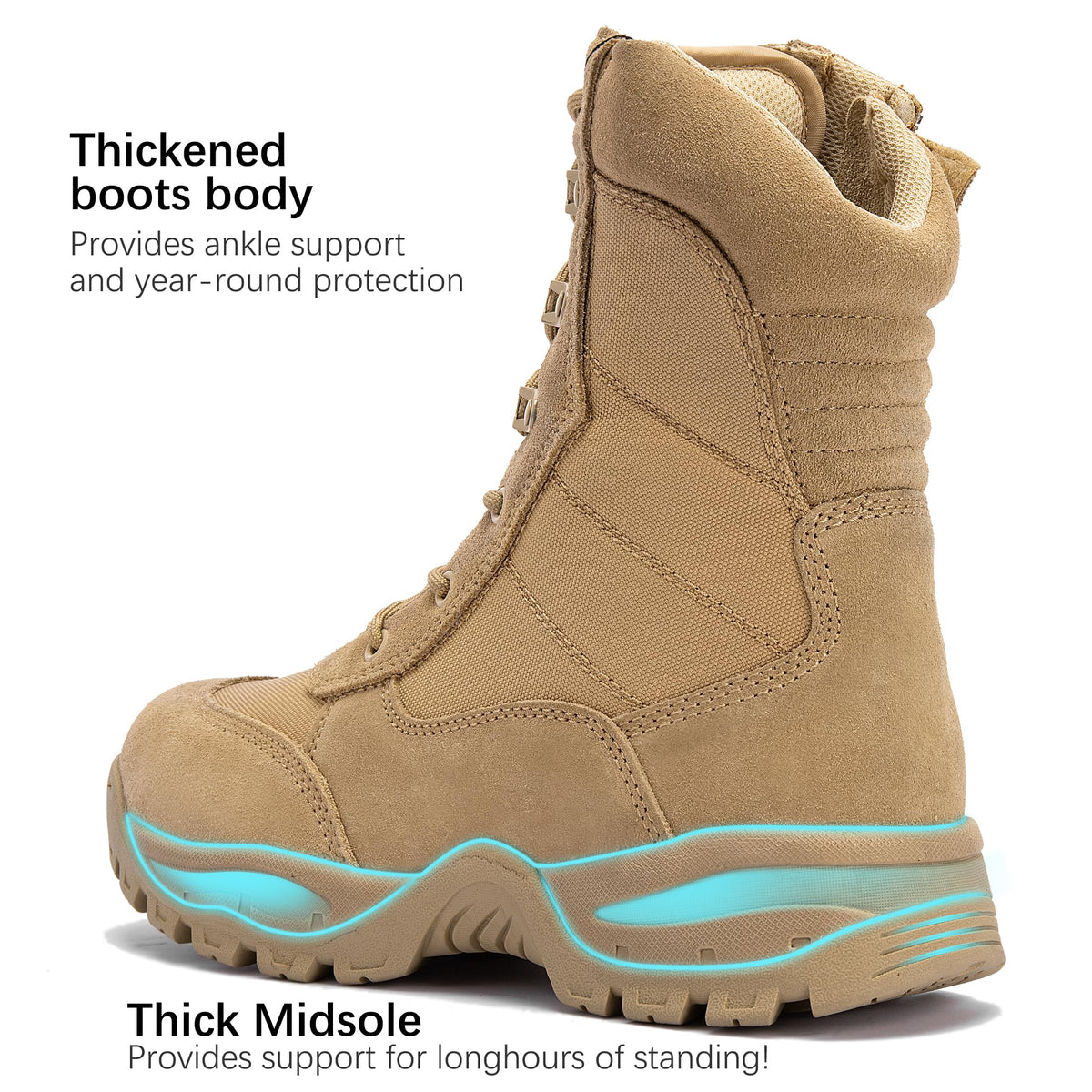 8-Inch Lightweight Tactical Boots with Side Zipper G22836
