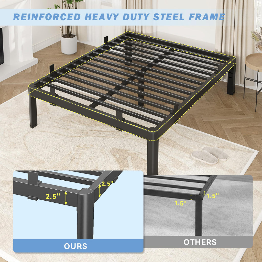18 Inch Metal King Bed Frame with Steel Support A77409