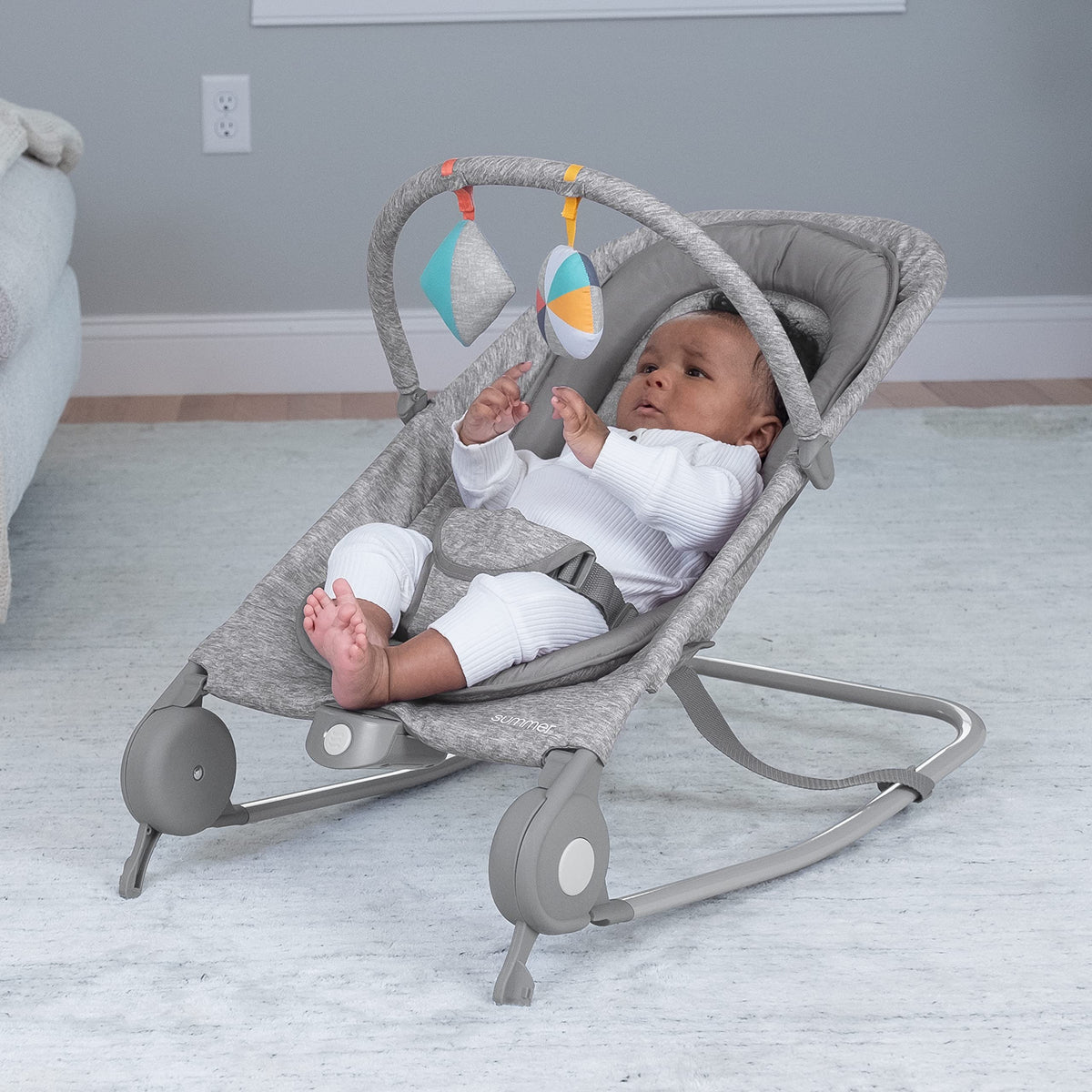 2-in-1 Light Gray Tweed Bouncer & Rocker F31162