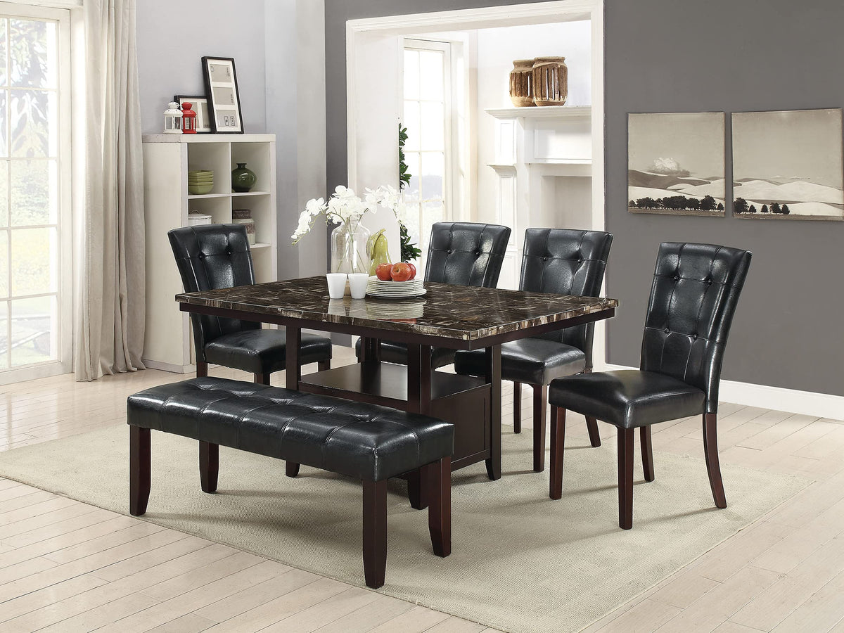Black Faux Leather Tufted Parson Chairs Set of 2 Z45092