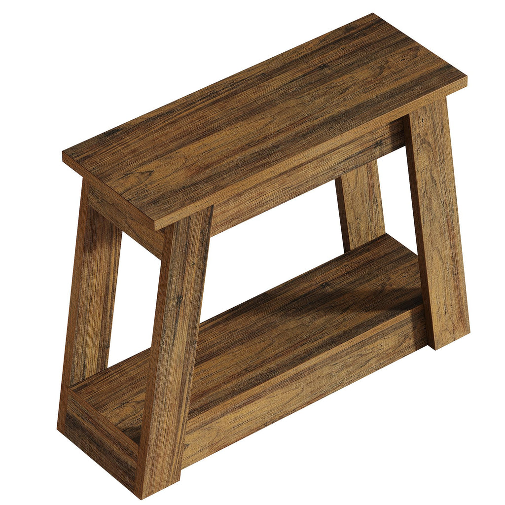 Wood End Table with 2 Storage Shelves C188