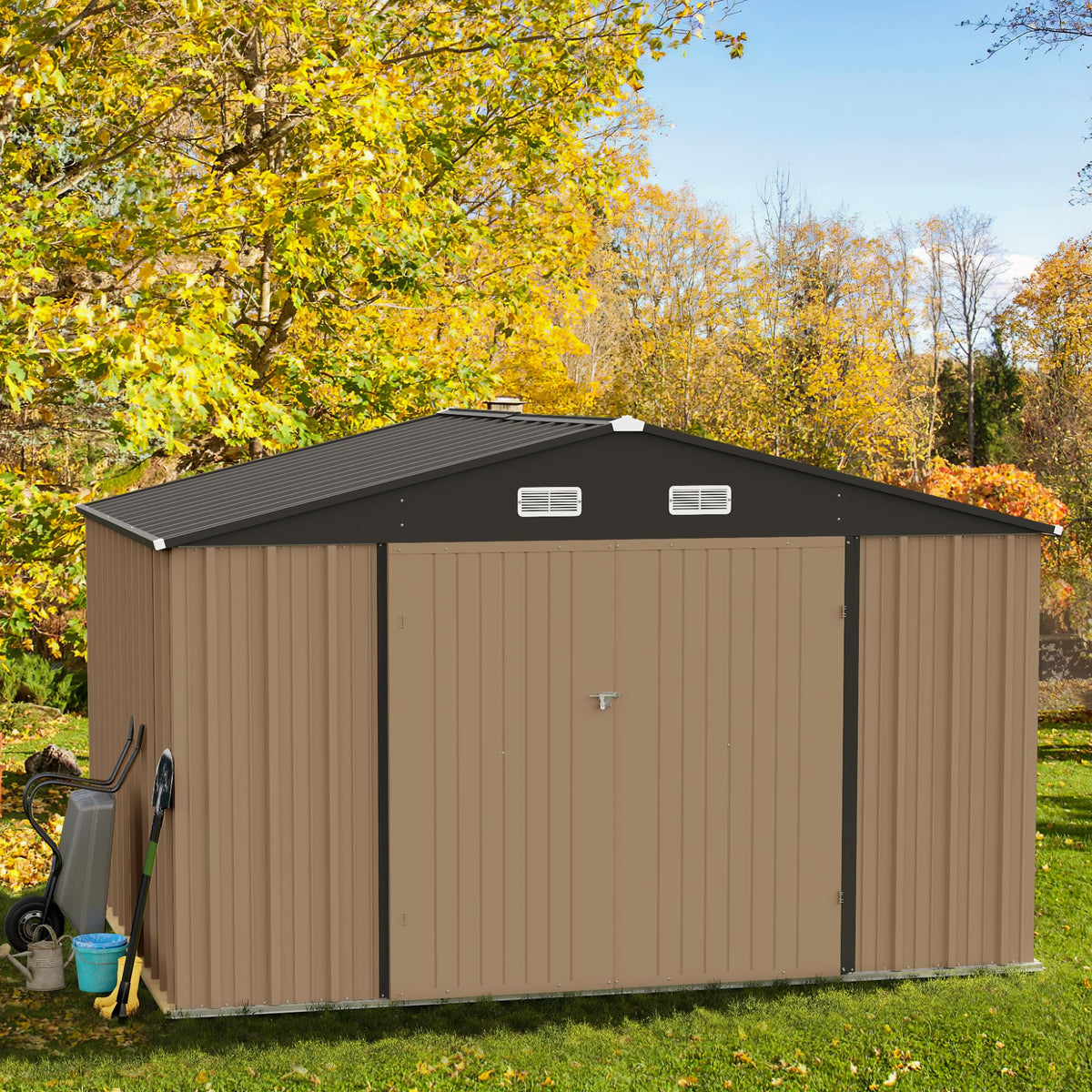 10 x 8 FT Metal Outdoor Storage Shed with Lockable Door I193