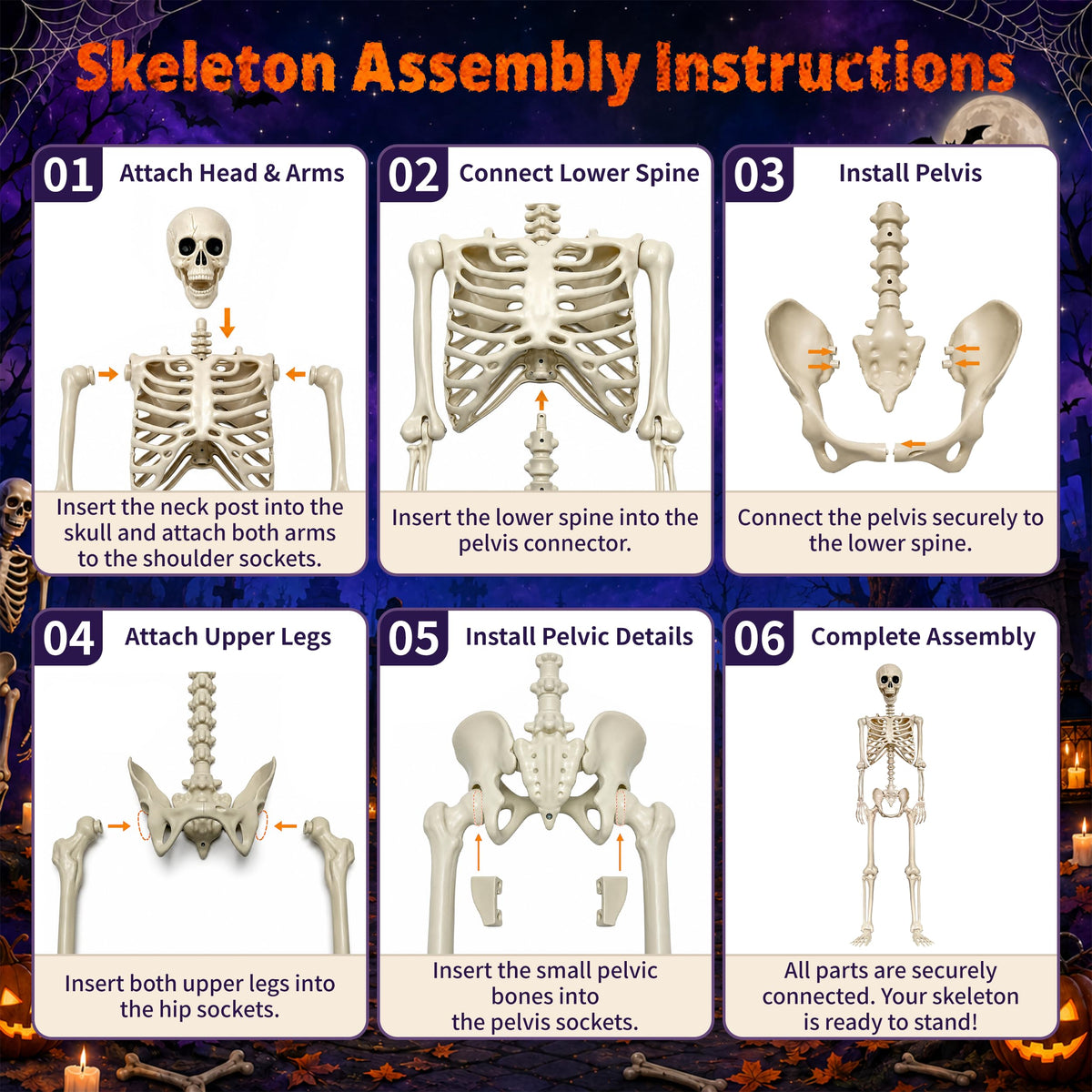 2 Pack 5.4ft Life Size Skeleton with Movable Joints X210023