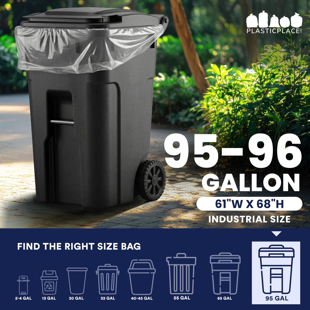 95-96 Gallon 2 Mil Clear Heavy Duty Trash Bags 25 Count F4771