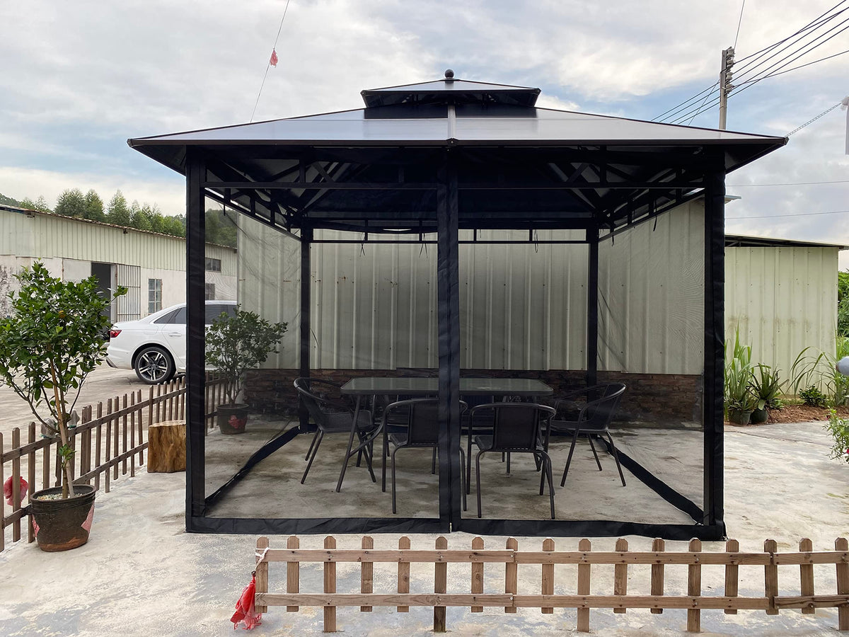 10x10 Black Replacement Mosquito Netting Sidewall Screen with Zipper C5489