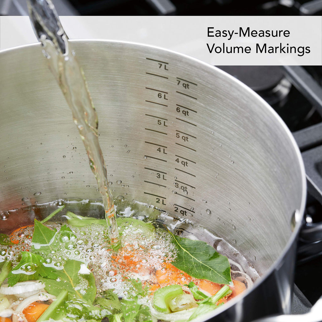 Stainless Steel 3-Ply Base Induction Stock Pot with Lid, 8-Quart F851
