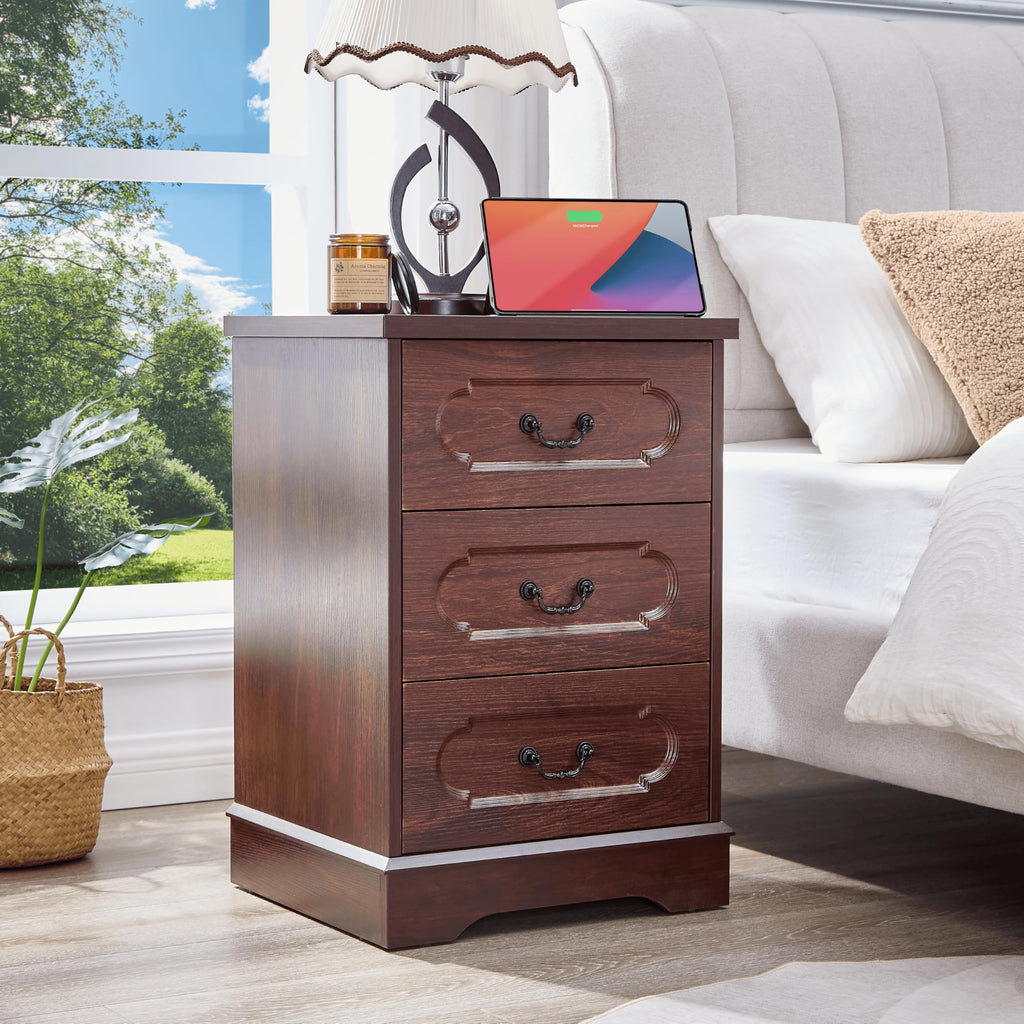Cherry 3 Drawer Dresser with Charging Station W2680