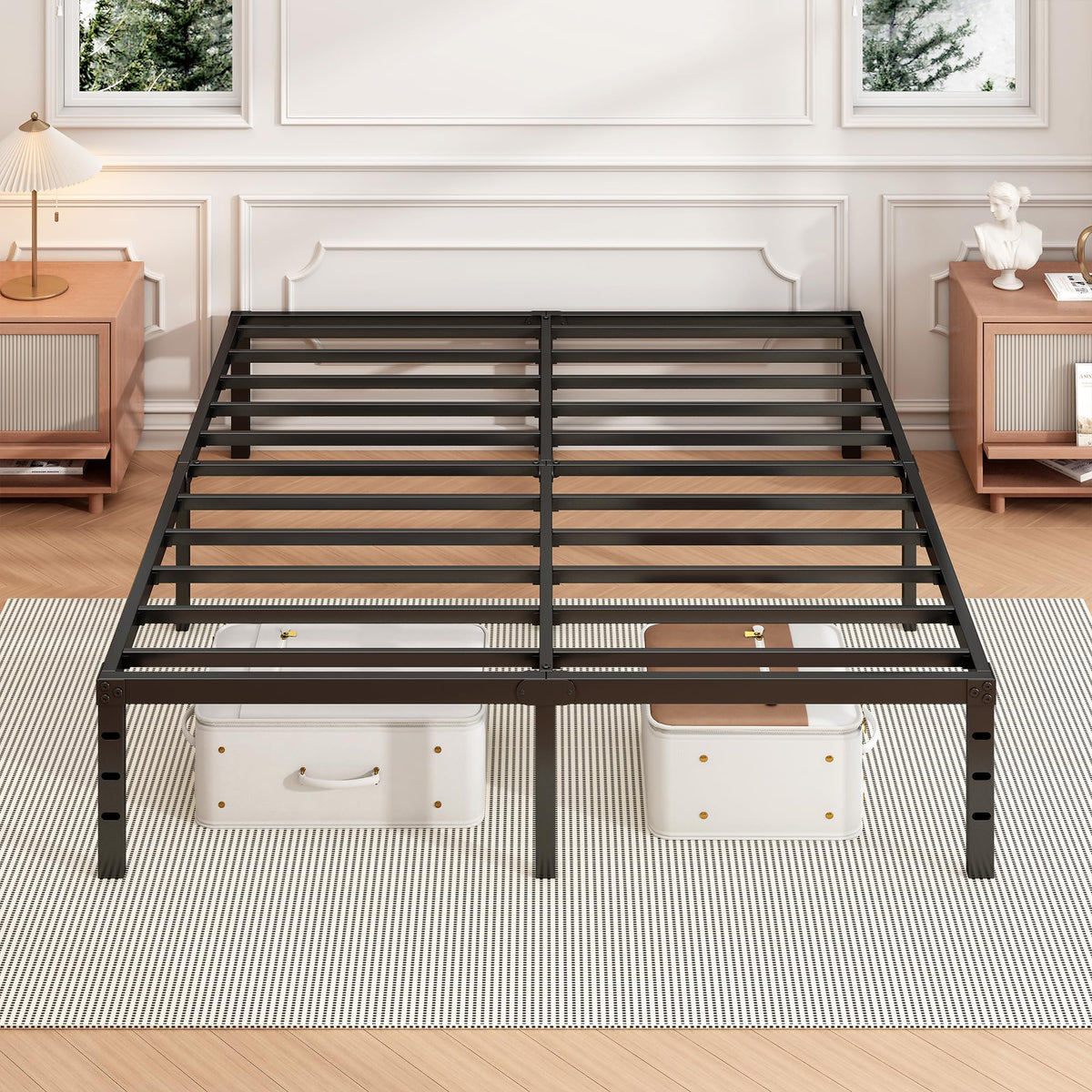 18 Inch Full Bed Frame with Under Bed Storage, Black M355