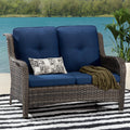 2-Seater Wicker Loveseat Sofa with Olefin Cushions Y622