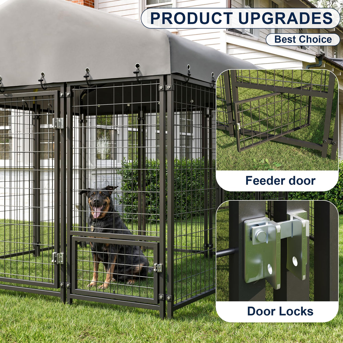 10X10FT Heavy Duty Galvanized Steel Dog Kennel with Roof F2828
