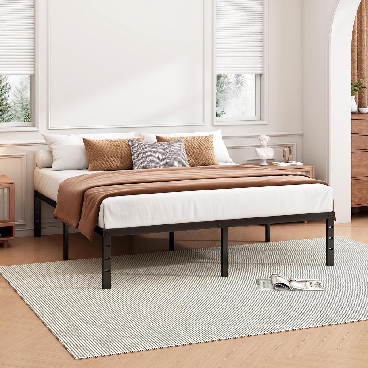 18 Inch Full Bed Frame with Under Bed Storage, Black M355