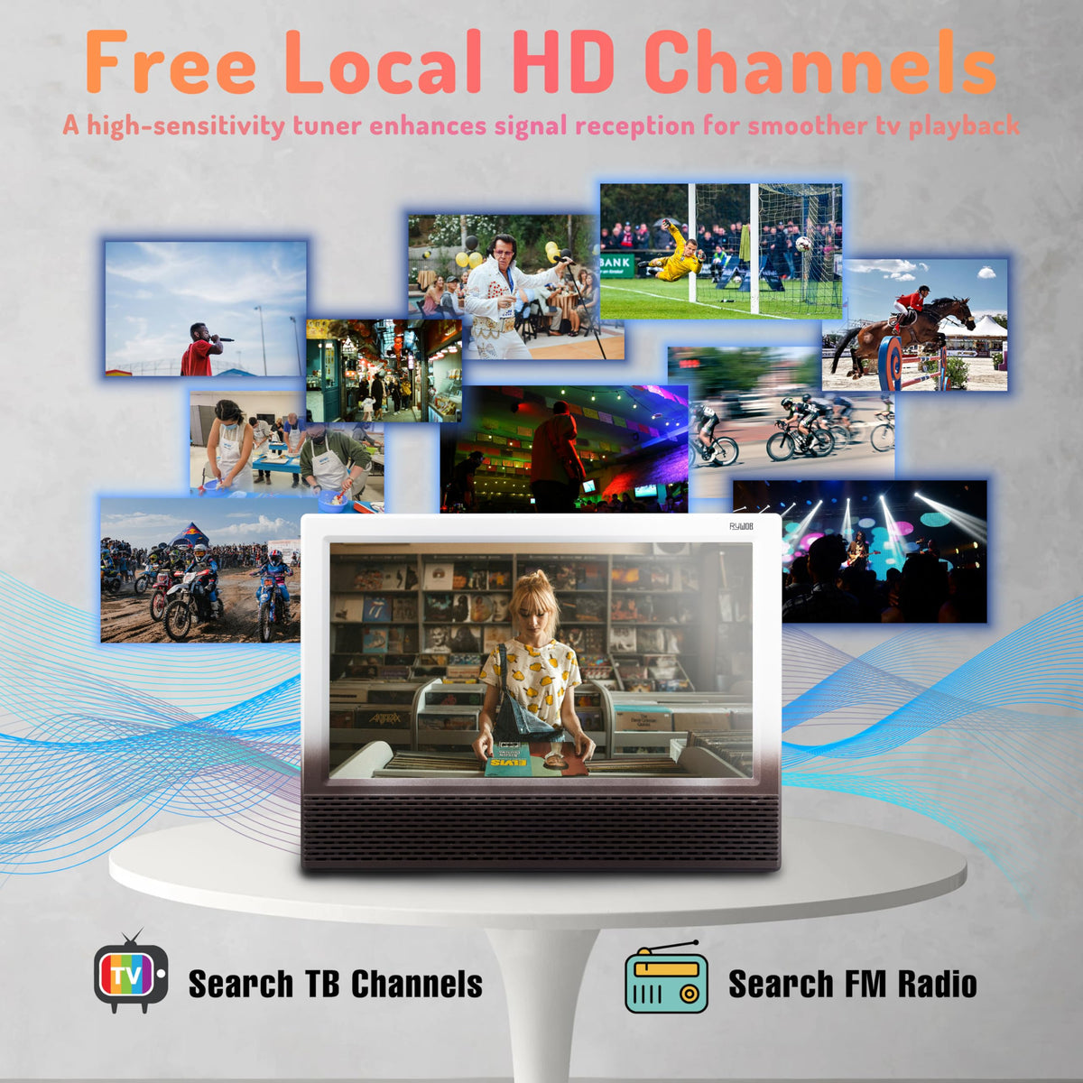 14'' Portable TV with Antenna, 8800mAh Rechargeable Battery J751
