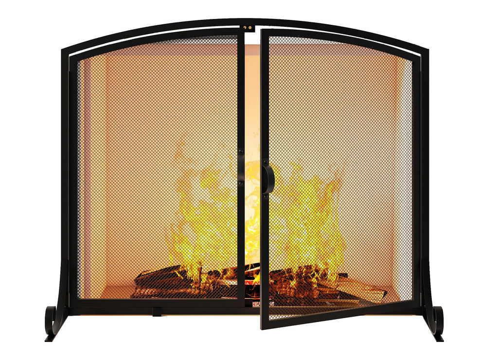 Black Steel Fireplace Screen with Doors W239
