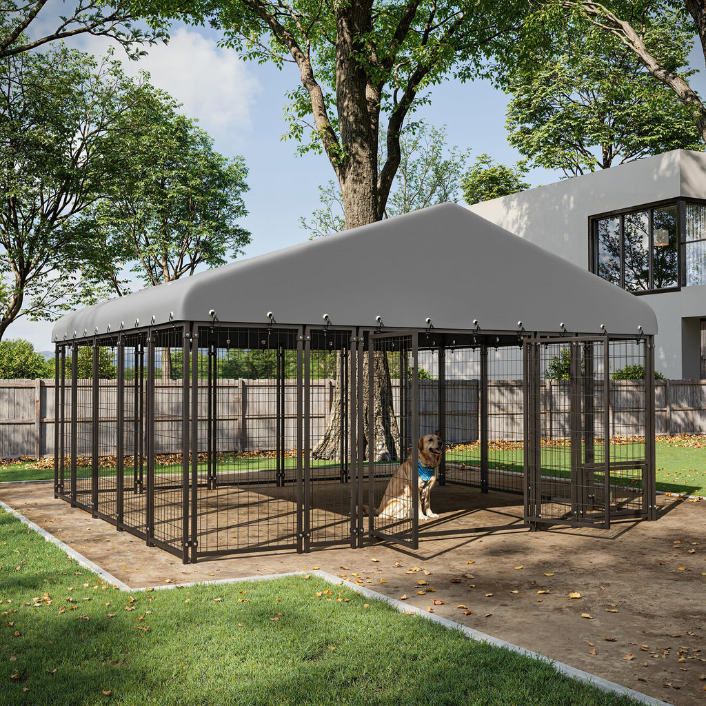 10X10FT Heavy Duty Galvanized Steel Dog Kennel with Roof F2828